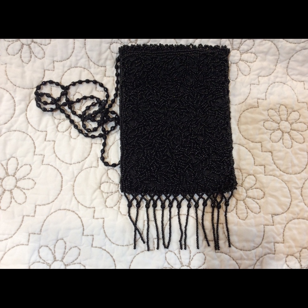 Black Glass Beaded Evening Bag